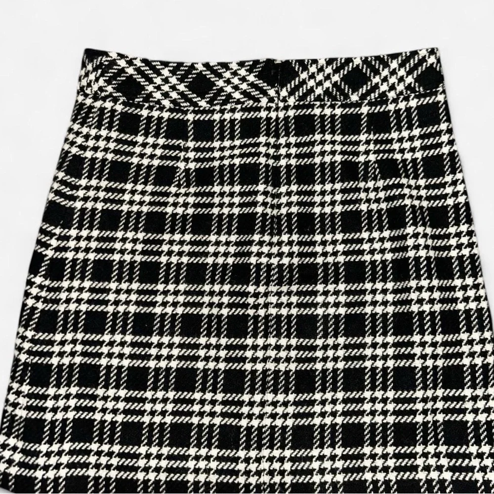 J. Crew Black and White Checkered A-Line Skirt - Picture 2 of 3